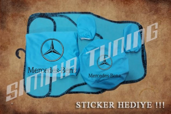 Mercedes Turkuaz Ön Arka Koltuk Direksiyon Seti Paspas Sticker