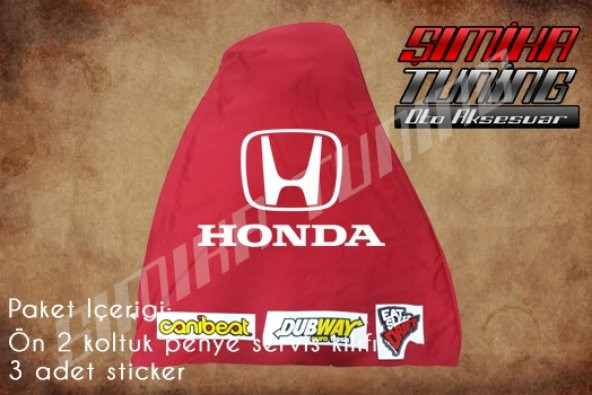 Honda 8 Farklı Renk Ön Koltuk Penye Servis Kılıfı 3 Adet Sticker