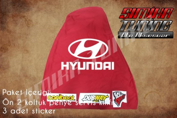Hyundai 8 Farklı Renk Ön Koltuk Penye Servis Kılıfı 3 Adet Stick
