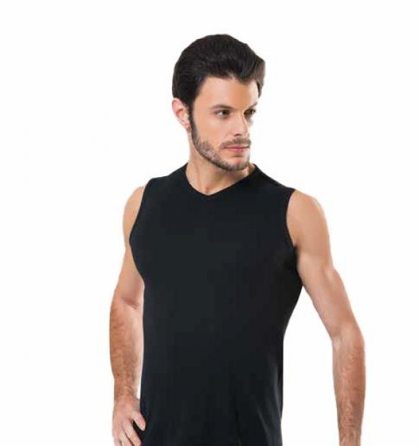 6 lı Paket Hmd Ribana Erkek Sıfır Kol V Yaka Fanila Atlet Renkli 514