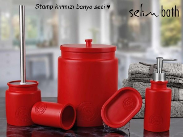Selim Home 110 Stamp Kırmızı 5 Prç Banyo Seti