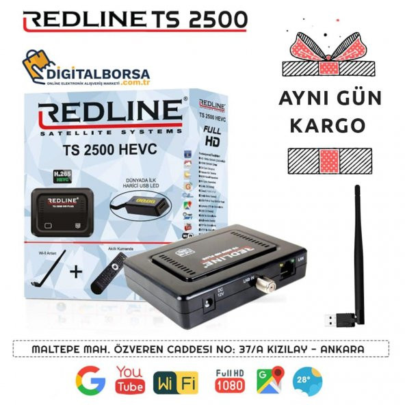 REDLİNE TS 2500 HEVC HD + WİFİ ANTENİ