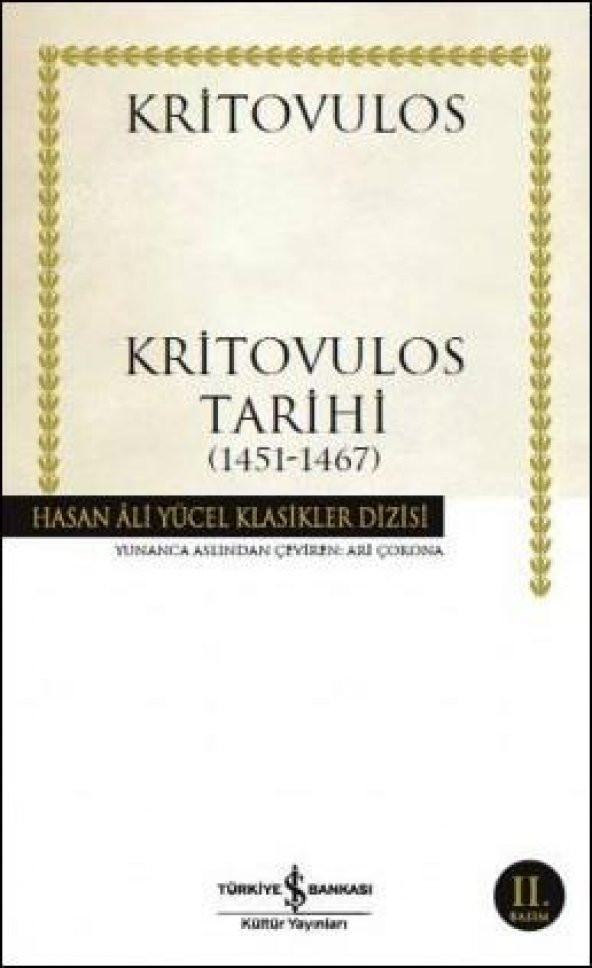Kritovulos Tarihi (1451-1467) İş Bankası Kültür Yayınları