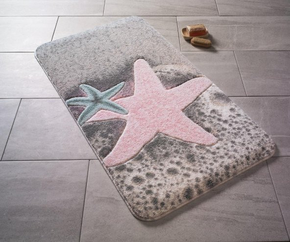 Confetti Starfish Banyo Paspası Kaymaz Halı Pembe