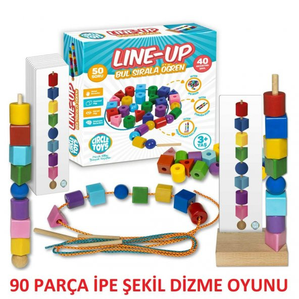 Line-Up Kartlı Çubuğa ve İpe Şekil ve Boncuk Dizme Oyunu 90 Parça - 2