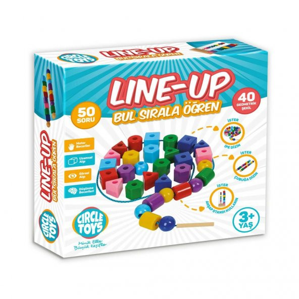 Line-Up Kartlı Çubuğa ve İpe Şekil ve Boncuk Dizme Oyunu 90 Parça - 3
