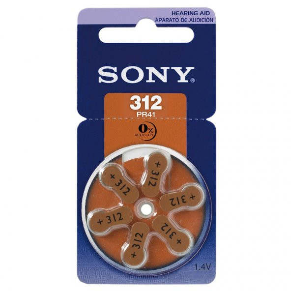 Sony PR41 312 Numara İşitme Cihazı Pili 6lı
