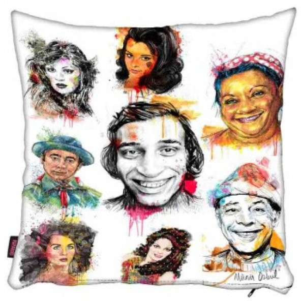 NOSTALJİ YEŞİLÇAM TÜRK FİLMİ KARAKTERLİ POPART İÇİ DOLU YASTIK - 2