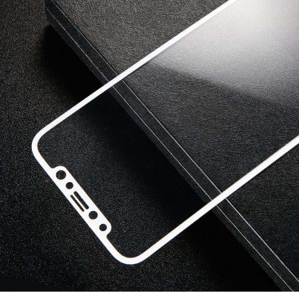 İphone X İçin 4D Koruma Cam Kavisli Kenar Siyah ve Beyaz
