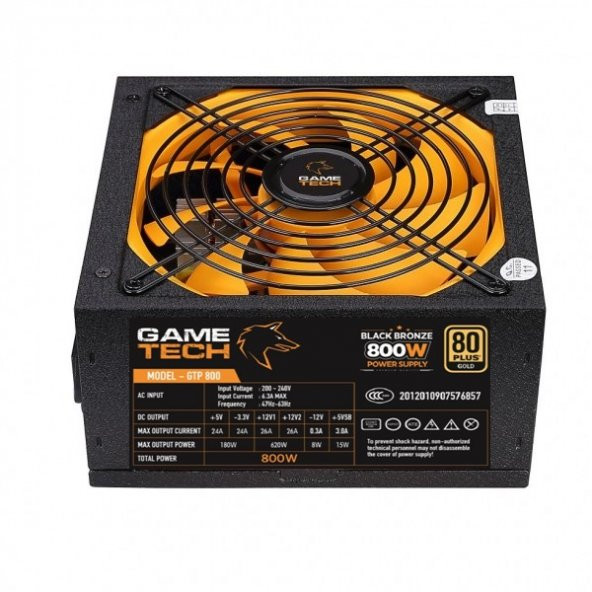 GAMETECH GTP-800 800W 80 Plus Gold Power Supply 14cm Sessiz Akıllı Fanlı Pc Güç Kaynağı - 2