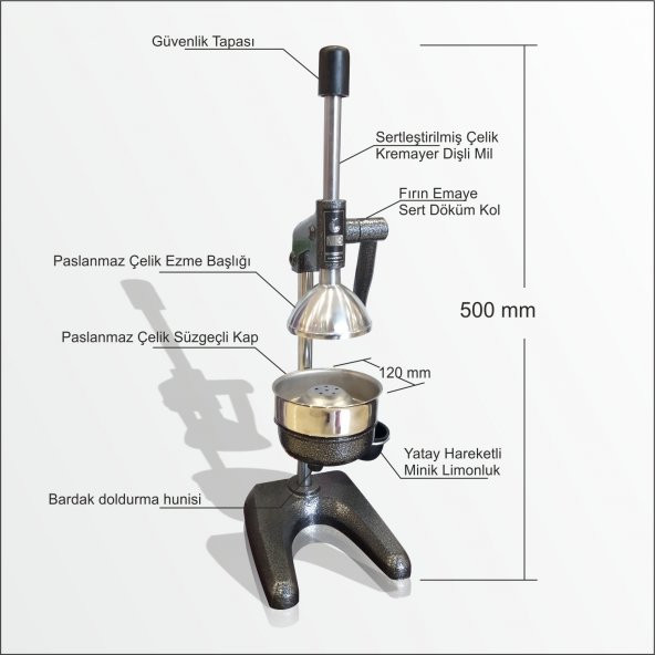 Büyük Kollu Profesyonel Nar Portakal Elma Ayva Presi Sıkacağı