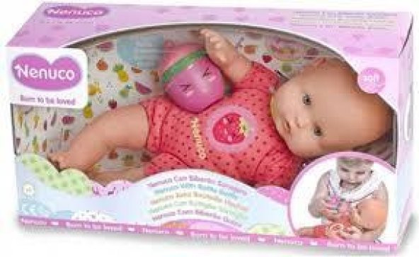 Nenuco Çıngıraklı Biberonlu Oyuncak Bebek Özel Yapı Pembe Elbiseli Hediye Oyuncak - 3