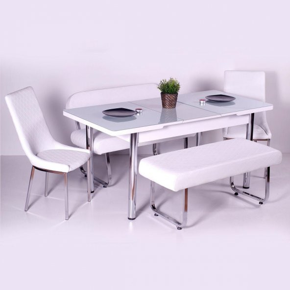 evform - Banklı Masa Takımı Açılır Masa Sandalye Takimlari Mutfak Masası - 6