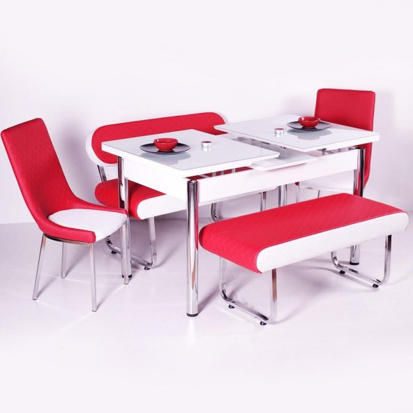 evform - Banklı Masa Takımı Açılır Masa Sandalye Takimlari Mutfak Masası - 7