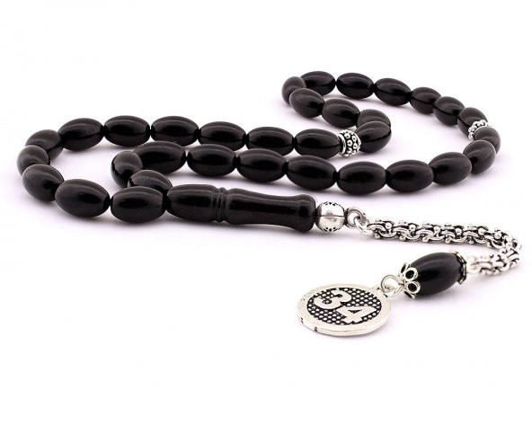 925 Ayar Gümüş Şehir Plaka Yazılı Püsküllü Arpa Kesim Rus Oltu Tesbih - 2