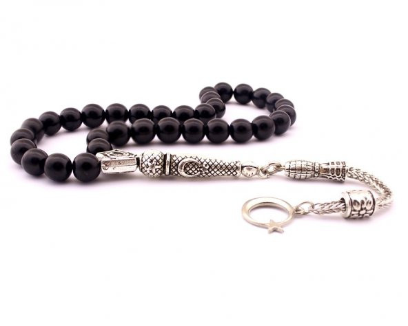 Kararmaz Metal Gold Püsküllü Küre Kesim Rus Oltu Tesbih - 2