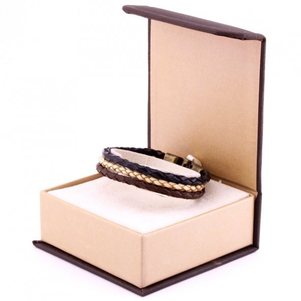 Hasır Tasarım 3 Sıra Renk Kombinli Deri Erkek Bileklik - 6