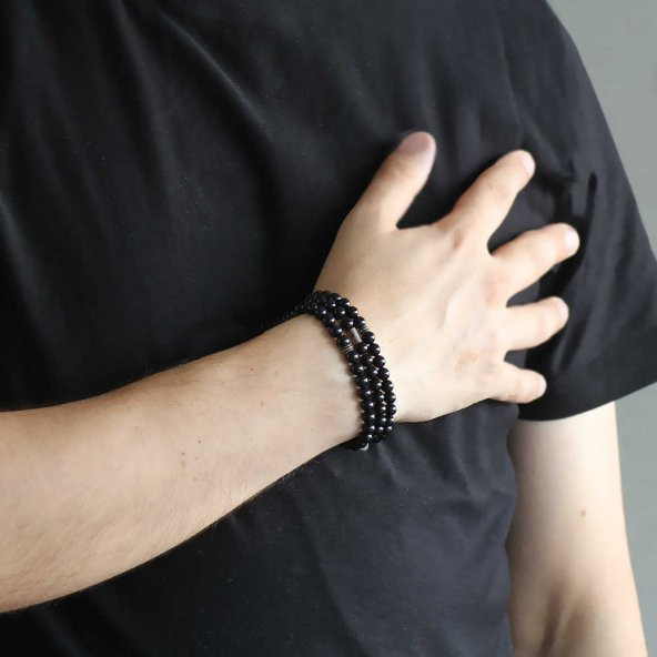 Hem Bileklik - Hem Kolye - Hem Tesbih 99lu Oniks Doğaltaş Aksesuar - 2