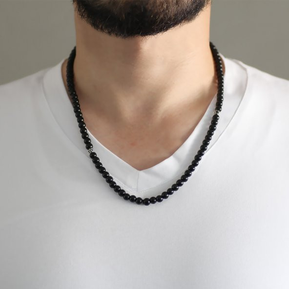 Hem Bileklik - Hem Kolye - Hem Tesbih 99lu Oniks Doğaltaş Aksesuar - 5