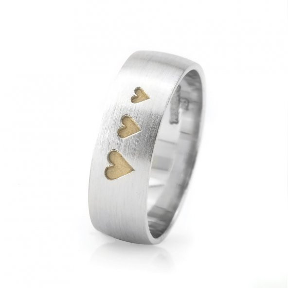 Üç Kalp Tasarım 925 Ayar Gümüş Erkek Alyans