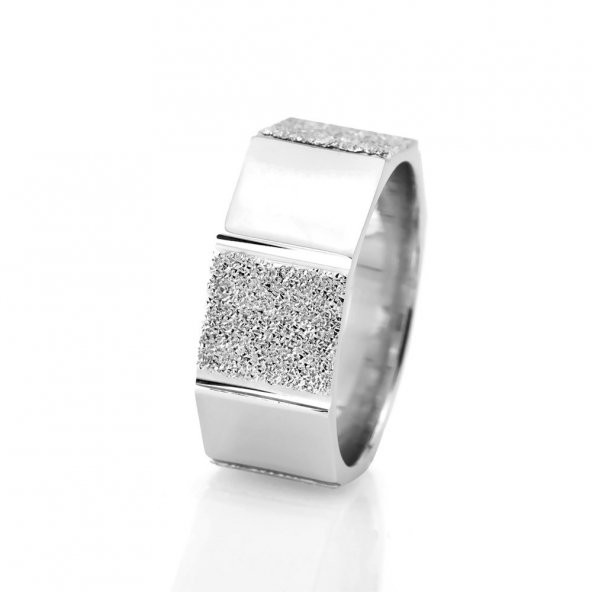 Çokgen Tasarım 925 Ayar Gümüş Bayan Alyans - 2