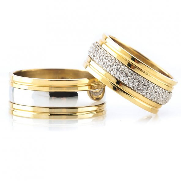 Tek Şerit Tasarım Bombeli Model 925 Ayar Gümüş Çift Alyans