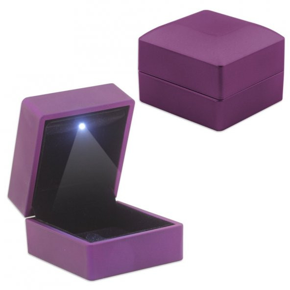Işıklı Mor Renk YüzükAlyans Kutusu
