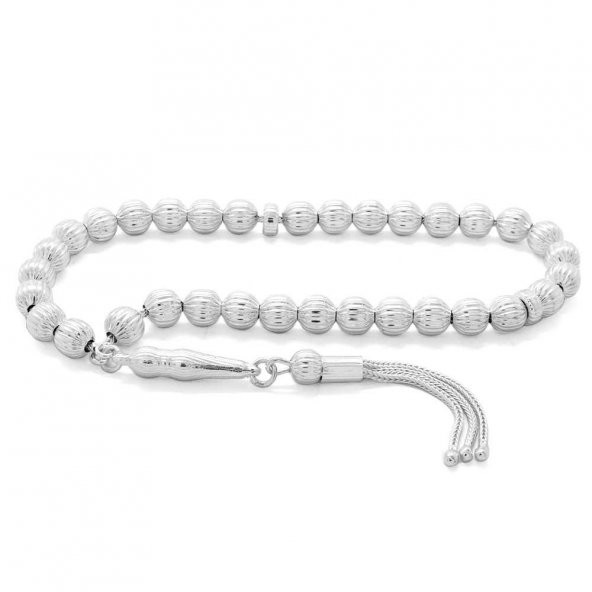 Kalem İşçilikli Küre Kesim 925 Ayar Gümüş Tesbih - 2