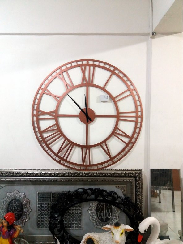 Bakır Büyük Dev Mdf Kadran 40 cm Akrep Yelkovan Duvar Saati - 4