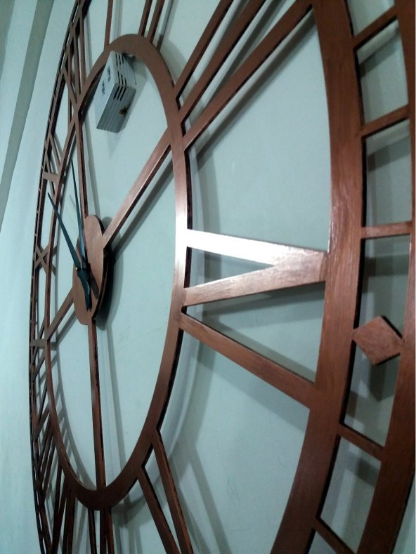 Bakır Büyük Dev Mdf Kadran 40 cm Akrep Yelkovan Duvar Saati - 5