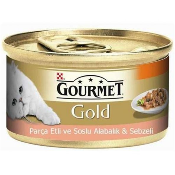 GOURMET ParçaEtli&Soslu Alabalık&Sebzeli Kedi Maması 85gr(6 Adet)