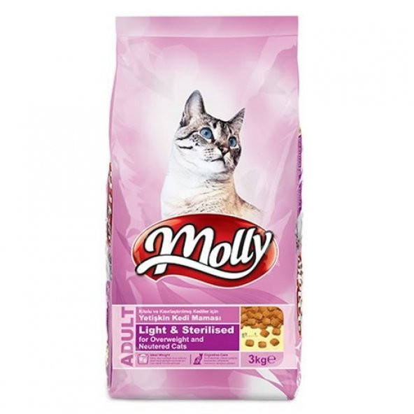Molly Light & Sterilised Tavuklu Yetişkin Kedi Maması 3 Kg