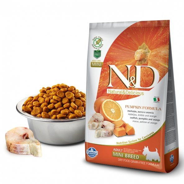 N&D Balkabaklı Balık/Portakal Küçük Irk Yetişkin Köpek Maması 2,5 Kg