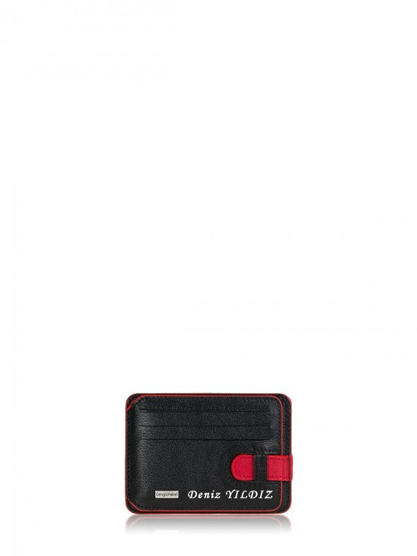 Kişiye Özel Cengiz Pakel Deri Kartlık 2404 Siyah-Kırmızı