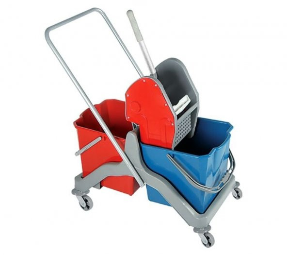 ÇİFT KOVALI PLASTİK TEMİZLİK ARABASI SETİ