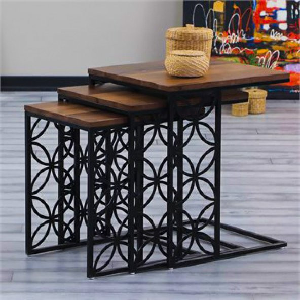 Metal Ayaklı Elegant Zigon Sehpa - 7