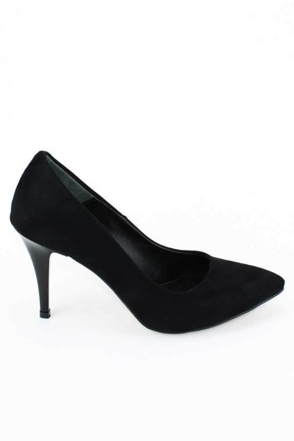 Modabuymus 8 cm Stiletto Topuklu Bayan Ayakkabı - Siyah Süet Bega