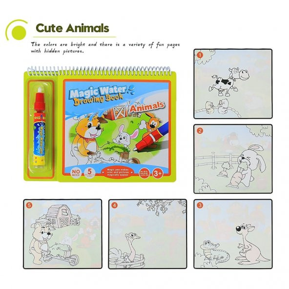 Sihirli Boyama Kitabı Magic Water Hayvanlar Alemi Sarı Model - 3