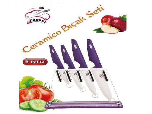 Cooker Standlı 5 Parça Seramik Bıçak Seti