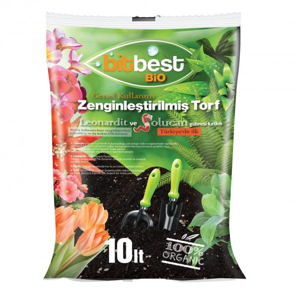 Bitbest bio 10lt Bitki Saksı Toprağı Solucan Gübresi torf humus perlit Leonardit