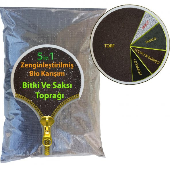 Bitbest 5in1 10lt Bitki Saksı Toprağı Solucan Gübresi torf humus perlit Leonardit - 2
