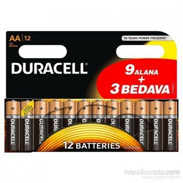Duracell Alkalin Aa Kalem Pil (9+3) 12Li Paket