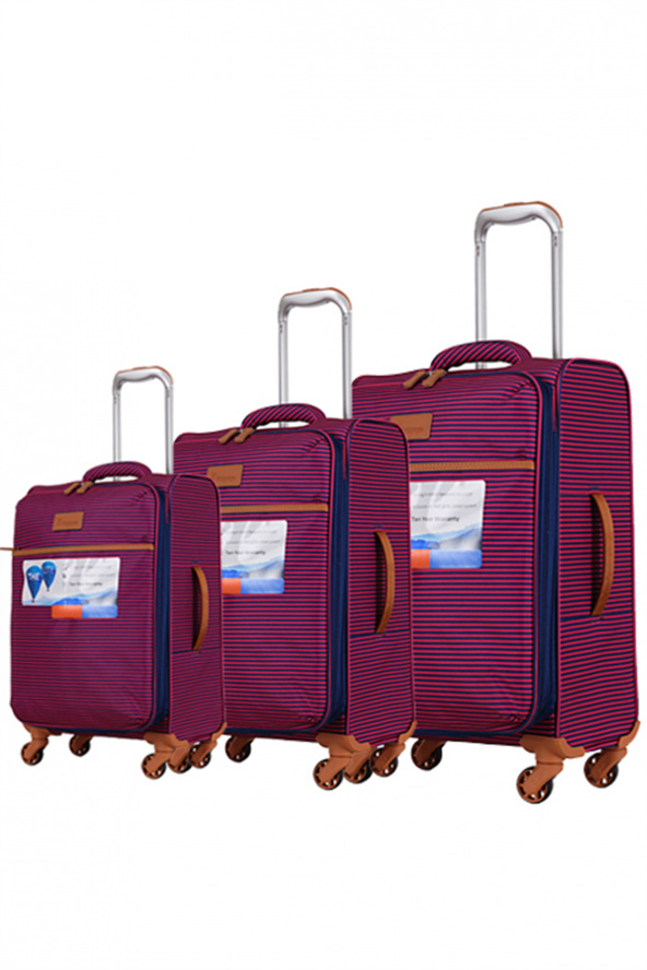 IT Luggage 02262 Kırmızı 3lü Kumaş Valiz Seti