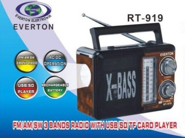 Everton VT- 3093 Müzik Kutusu,3 Band Radyo, usb, sd, Mp3 player