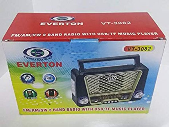 Everton VT-3082 Bluetooth, 3 Band Radyo,Usb, Sd, 6 Led Fener,Şarj - 4