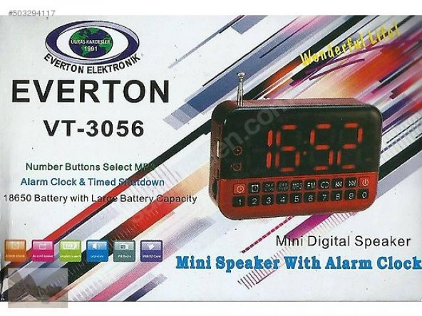 Everton VT-3056 Masa Saati ve Radyo Alarm Çalar Müzik Kutusu