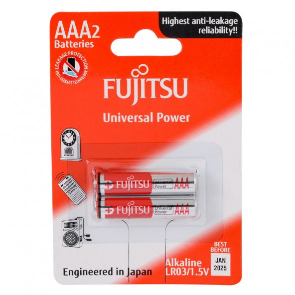 Fujitsu Universal Power LR03 Alkaline AAA İnce Kalem Pil 2Li Blister