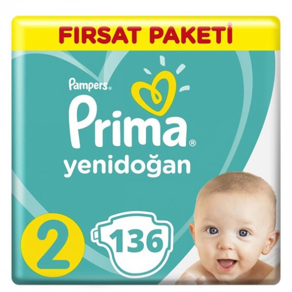 Prima Aktif Bebek 2 Beden Bebek Bezi Fırsat Paketi,136 Adet