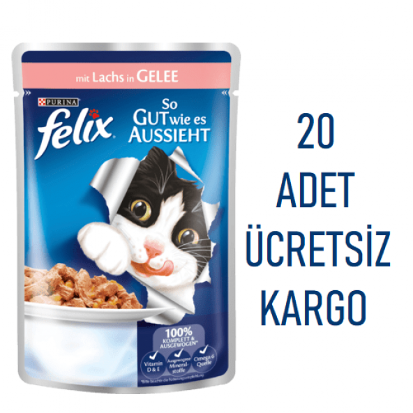 Felix Somon Balıklı Yetişkin Kedi Konservesi Pouch 100 gr 20 Adet