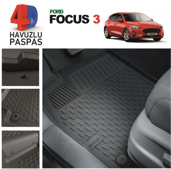 Ford Focus 3 Premium 4D  Havuzlu Paspas 2010-2016